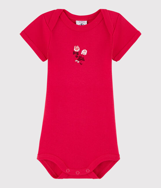 Bodi de manga corta de bebé niño rosa FLASHY