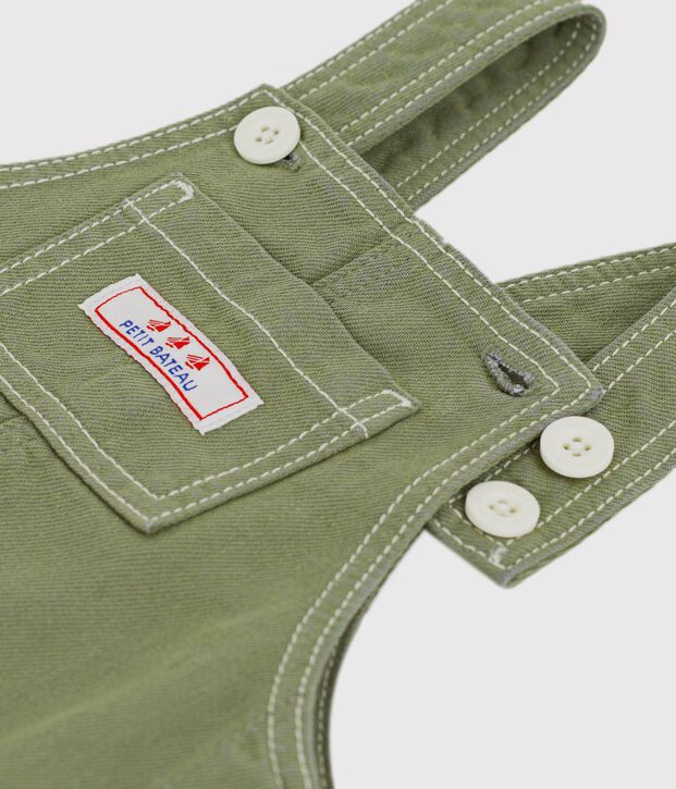 Peto largo de tejido denim de color para beb&eacute; OLIVINE