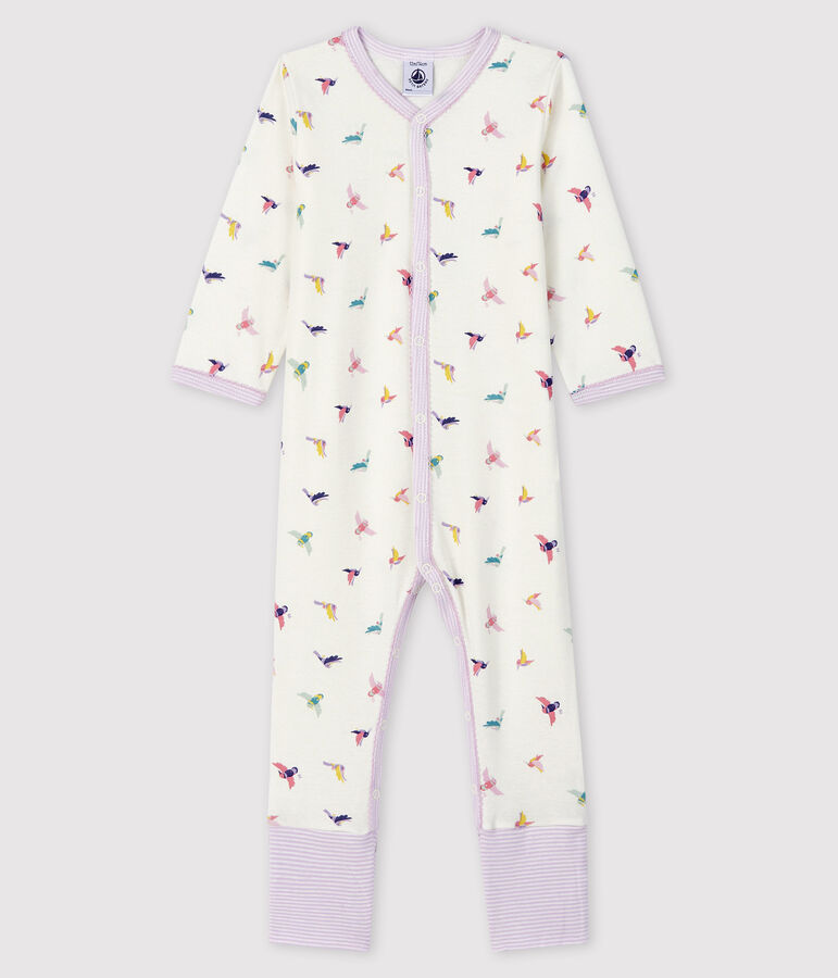 Pelele con pies desmontables de punto acanalado para beb&eacute; ni&ntilde;a blanco/multicolor