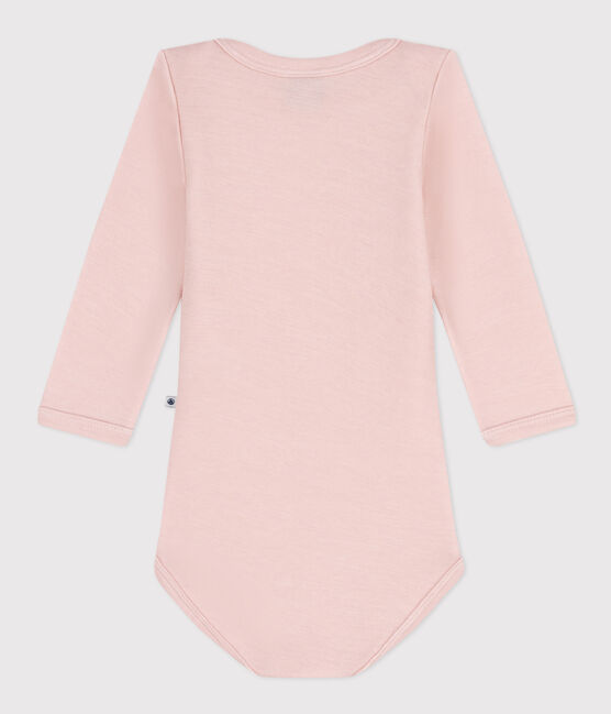 Body de manga larga de lana y algodón a rayas para bebé rosa SALINE