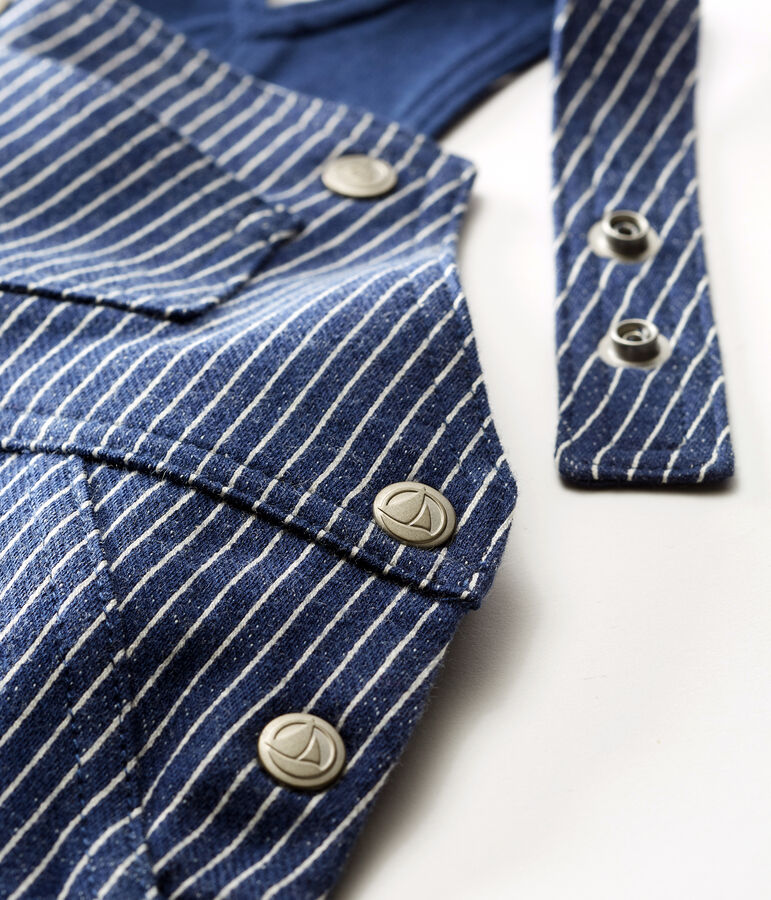 Peto largo en tela de rayas para beb&eacute; ni&ntilde;o azul/blanco