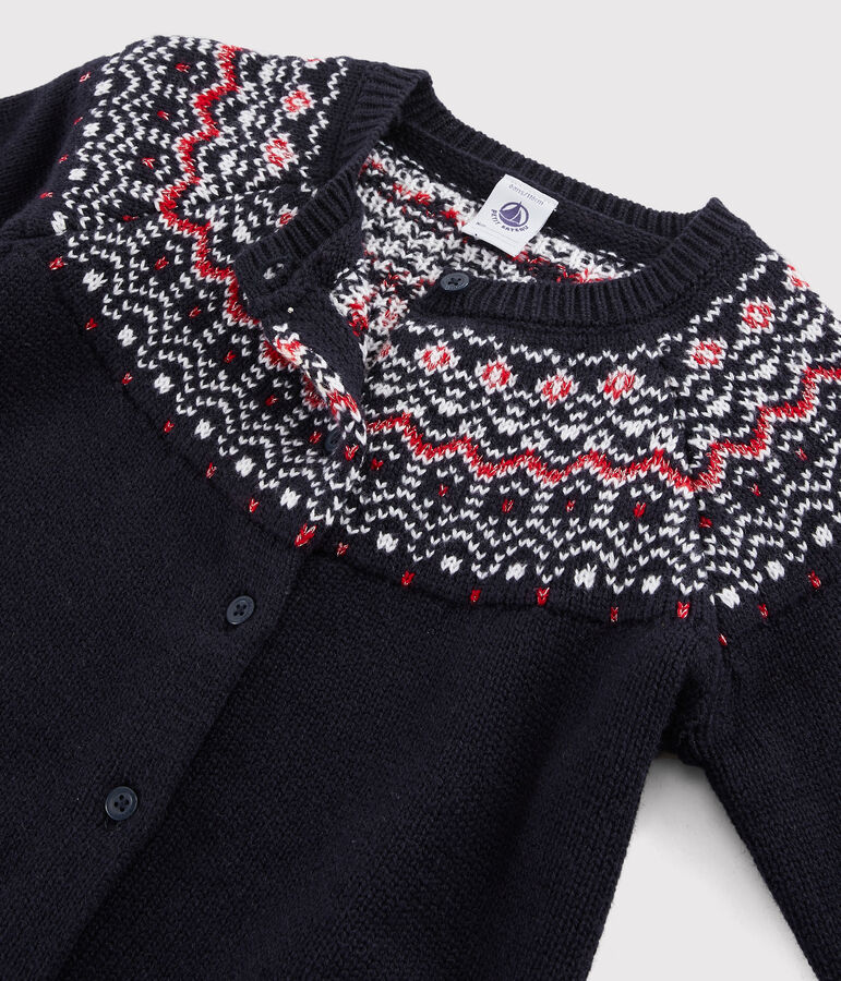 C&aacute;rdigan de lana y algod&oacute;n para ni&ntilde;a azul/multicolor