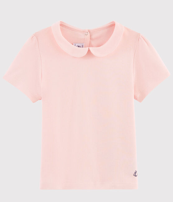 Camiseta de manga corta de algodón de niña rosa MINOIS