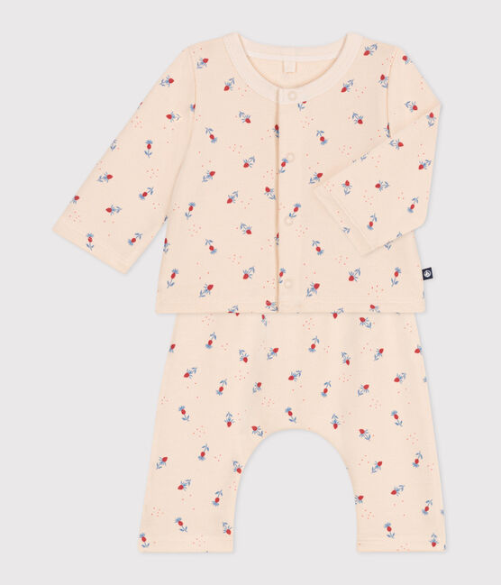 Conjunto de dos piezas de algodón para bebé blanco AVALANCHE/ MULTICO