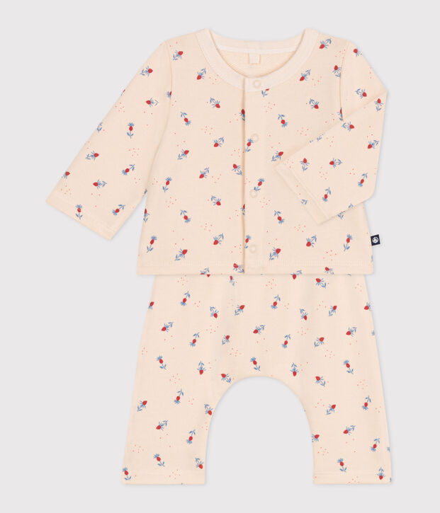 Conjunto de dos piezas de algod&oacute;n para beb&eacute; crudo/multicolor