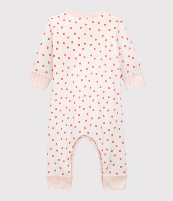 Mono acolchado sin pies de bebé de algodón blanco MARSHMALLOW/rosa PETAL