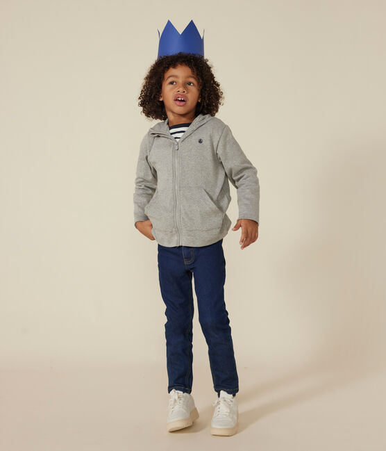 Sudadera con cremallera y capucha de punto de niño gris CHATON CHINE