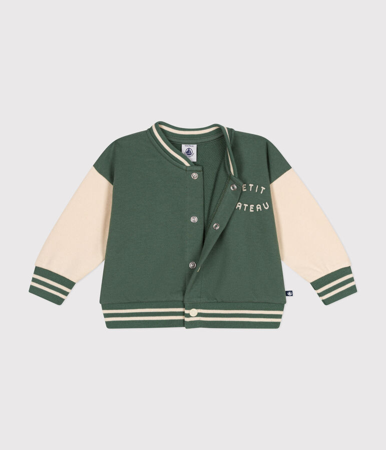 Chaqueta teddy de felpa para beb&eacute; verde/crudo