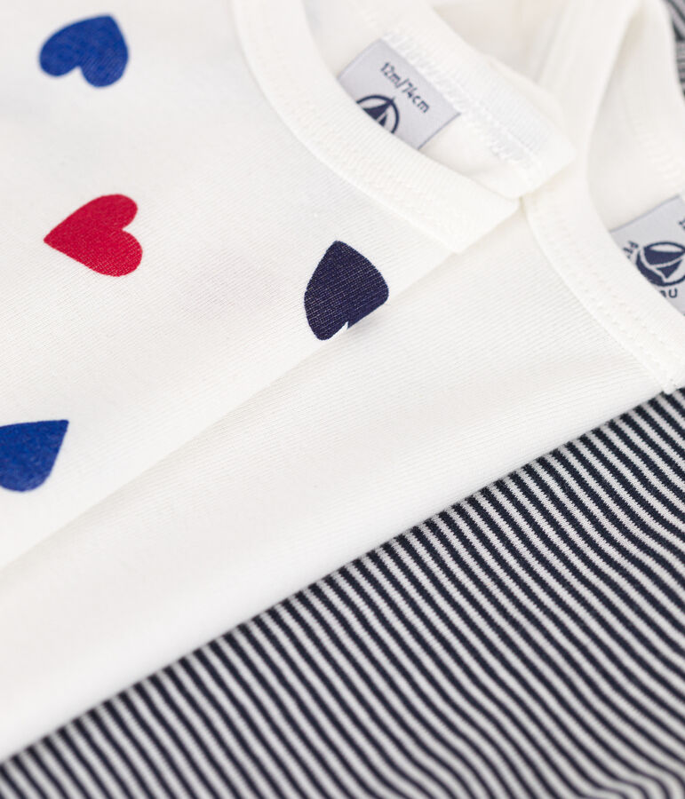 Juego de 3 bodis de algod&oacute;n de manga larga con estampado de tres corazones para beb&eacute; multicolor