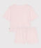 Pijama corto de manga corta de algodón para mujer rosa FLEUR