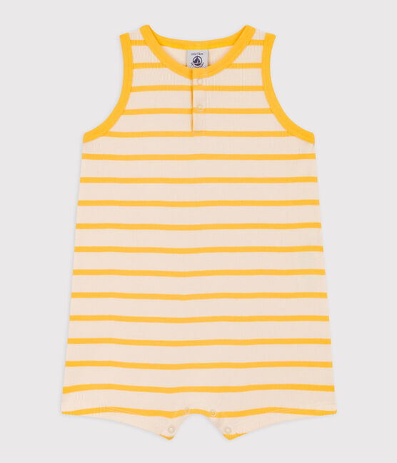 Mono corto de punto de canalé a rayas para bebé amarillo AVALANCHE/blanco DAISY