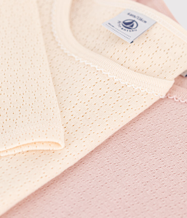 Juego de 2 camisetas de manga larga de algod&oacute;n calado para ni&ntilde;a multicolor