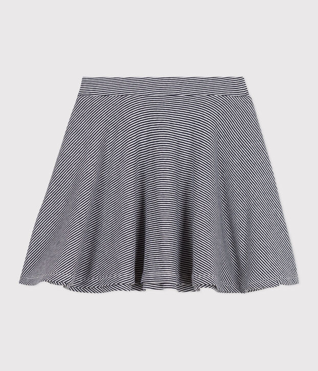 Falda infantil de algod&oacute;n a rayas azul/blanco