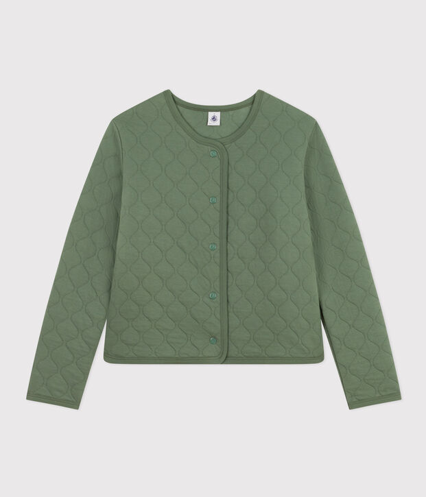 C&aacute;rdigan de t&uacute;bico acolchado para mujer verde