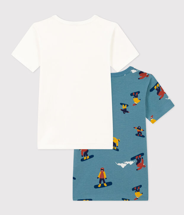 Juego de 2 camisetas de manga corta de algod&oacute;n snowboard para ni&ntilde;o multicolor