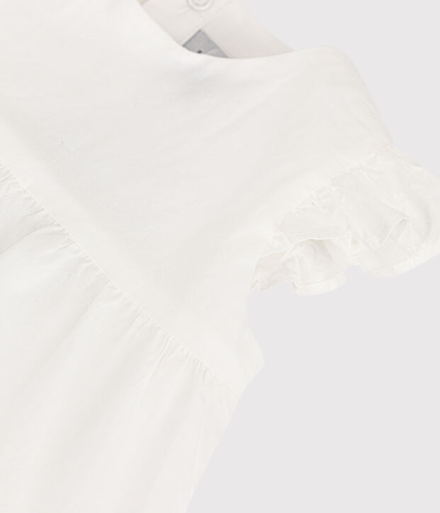 Vestido sin mangas de beb&eacute; de popelina blanco