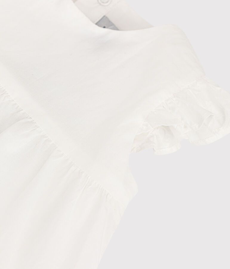 Vestido sin mangas de beb&eacute; de popelina blanco