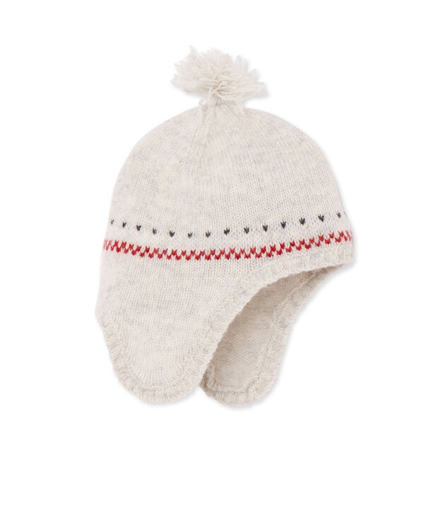 Gorro peruano de lana para beb&eacute; unisex beige