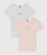 Juego de 2 camisetas de algodón milrayas de manga corta para niña
