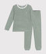 Pijama infantil de tejido de rizo cepillado a rayas