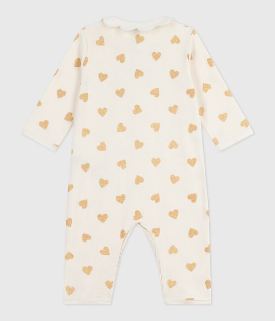 Pijama sin pies de algodón con estampado de corazones dorados para bebé MILK/ DORE