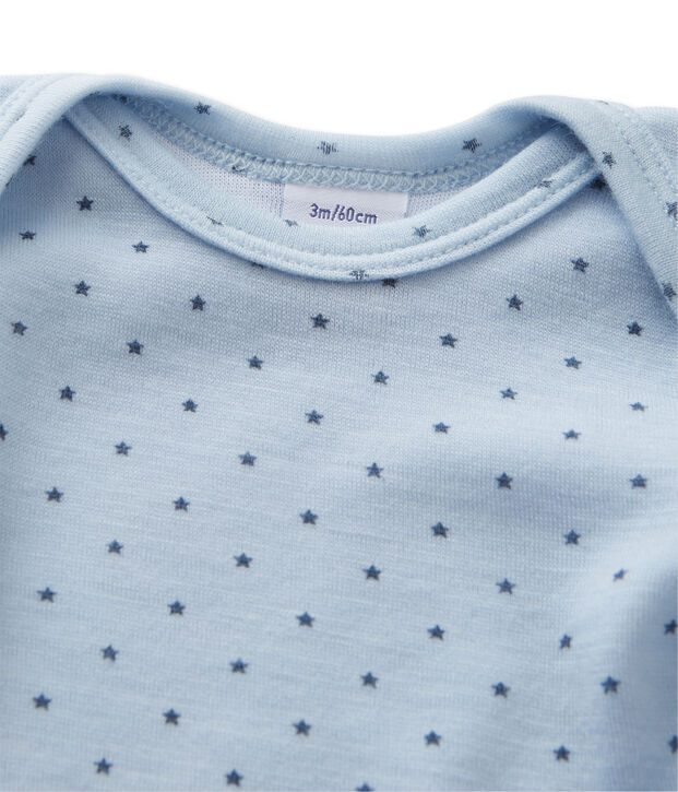 Body de manga larga de lana y algod&oacute;n para beb&eacute; ni&ntilde;o azul/gris