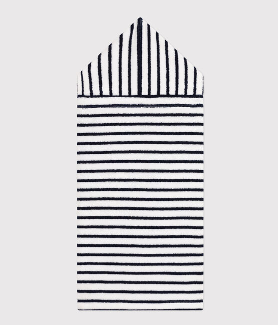 Capa de baño a rayas de rizo de bebé blanco LAIT/azul MEDIEVAL