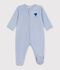 Pijama de terciopelo liso con estampado para beb&eacute; azul