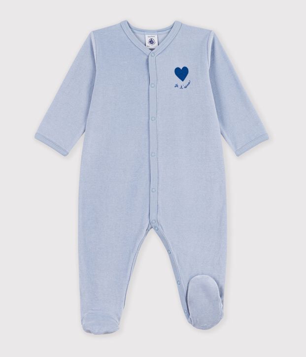Pijama de terciopelo liso con estampado para beb&eacute; NEW PLACID