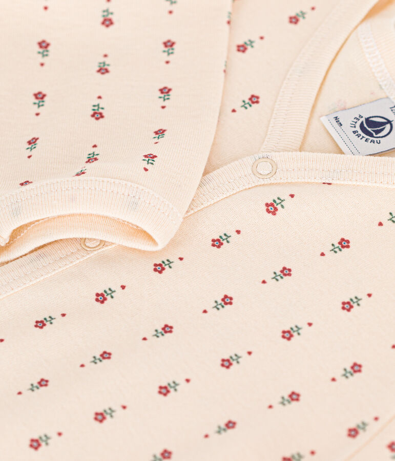Pijama de algod&oacute;n con estampado de flor para beb&eacute; crudo/multicolor