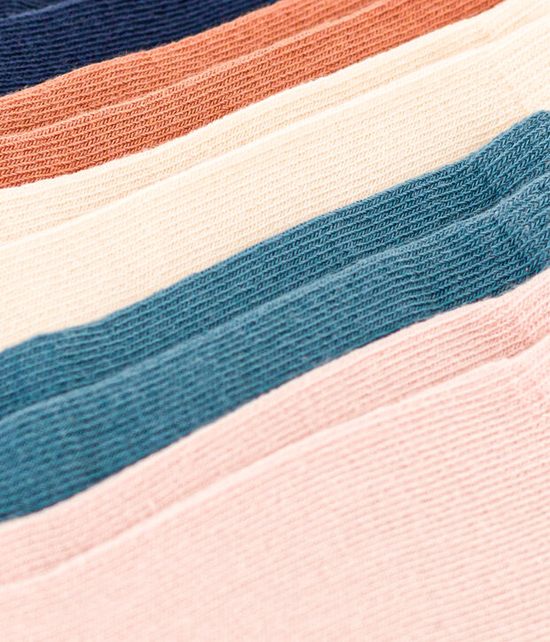 Juego de 5 pares de calcetines lisos para ni&ntilde;o/ni&ntilde;a multicolor