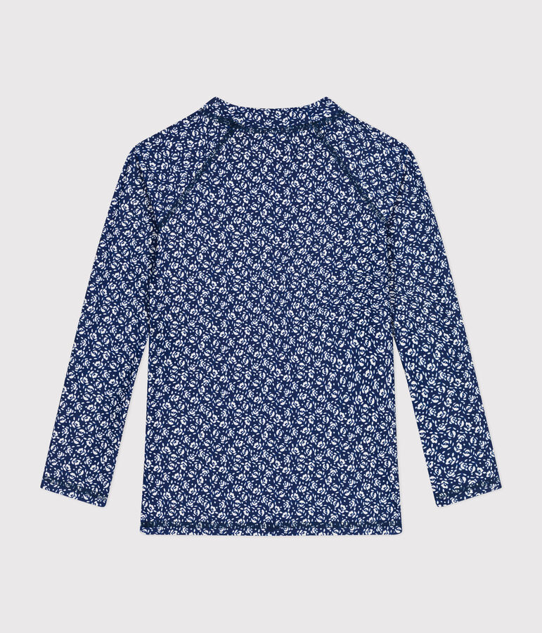 Camiseta anti-UV de ni&ntilde;a azul/blanco