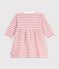 Vestido de manga larga de algod&oacute;n a rayas para beb&eacute; rosa/crudo