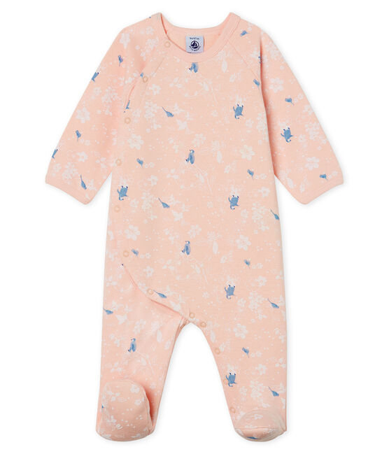 Pijama de muletón para bebé niña rosa MINOIS/blanco MULTICO