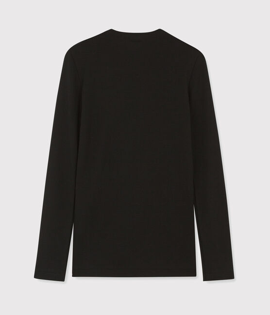 Camiseta de cuello redondo emblemática de algodón de mujer negro NOIR