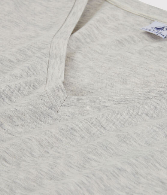 La camiseta RECTA de algodón con cuello de pico para mujer gris BELUGA CHINE