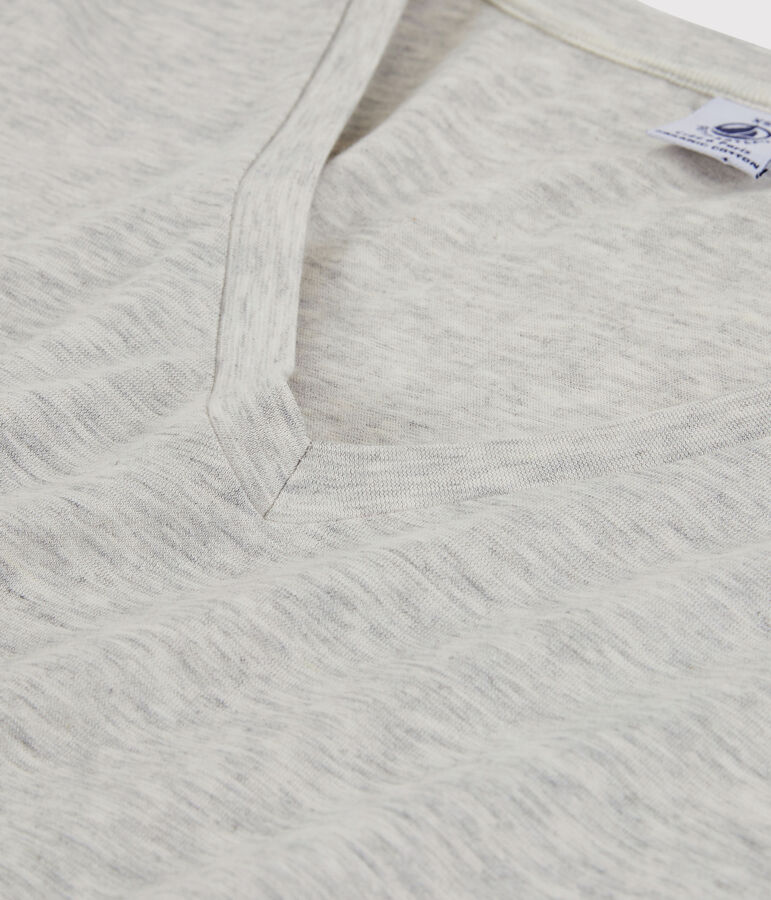 La camiseta RECTA de algod&oacute;n con cuello de pico para mujer gris BELUGA CHINE