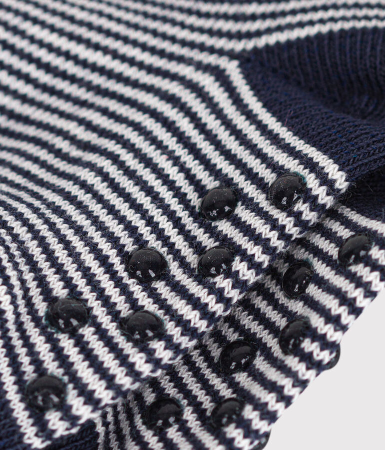 Calcetines antideslizantes de algod&oacute;n a rayas para beb&eacute; azul/blanco