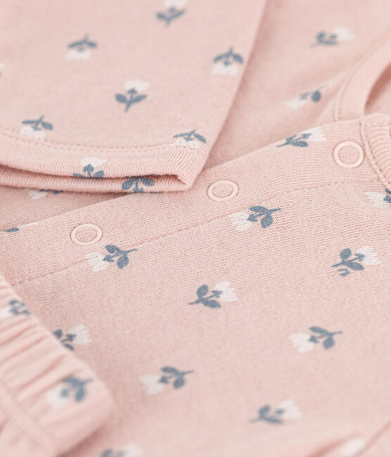 Conjunto de túbico estampado para bebé rosa SALINE/blanco MULTICO
