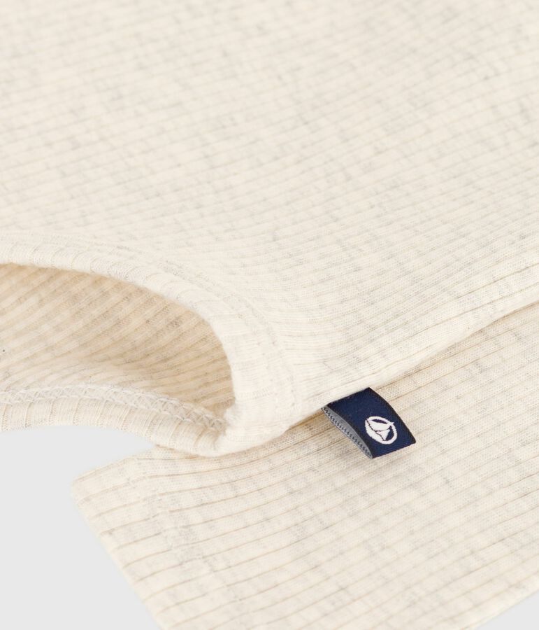 Body de algod&oacute;n liso con cuello vuelto para beb&eacute; beige