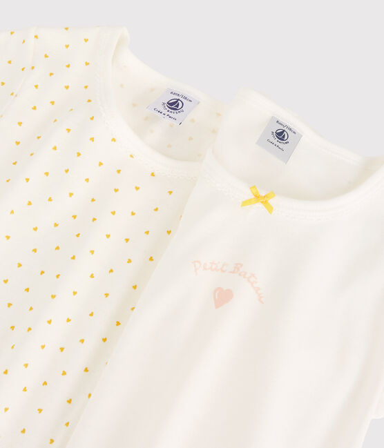 Juego de 2 camisetas de manga corta con estampado de corazón de niña de algodón variante 1