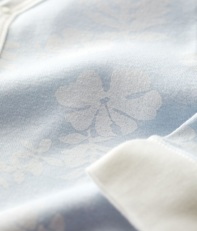 Pelele hawaiano con pies desmontables de algod&oacute;n de beb&eacute; azul/blanco