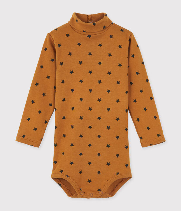 Body de manga larga con cuello redondo para beb&eacute; unisex marron/gris