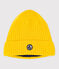 Gorro infantil de punto tricotado con forro polar amarillo JAUNE