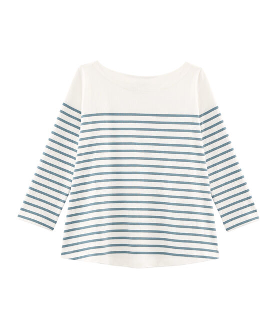 Jersey marinero con vuelo para mujer blanco MARSHMALLOW/azul FONTAINE