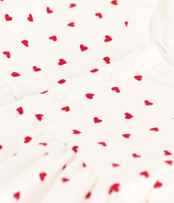Vestido de muletón con body integrado para bebé blanco MARSHMALLOW/rojo PEPS