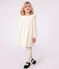 Vestido infantil liso de pana de manga larga crudo MILK/ ARGENT