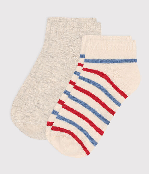 2 pares de calcetines infantiles de algod&oacute;n a rayas multicolor