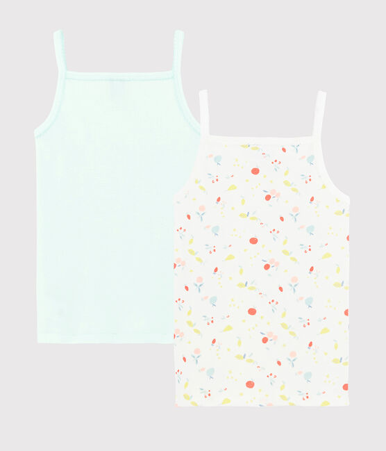 Lote de 2 camisetas de tirantes con estampado de frutas de algodón ecológico de niña variante 1