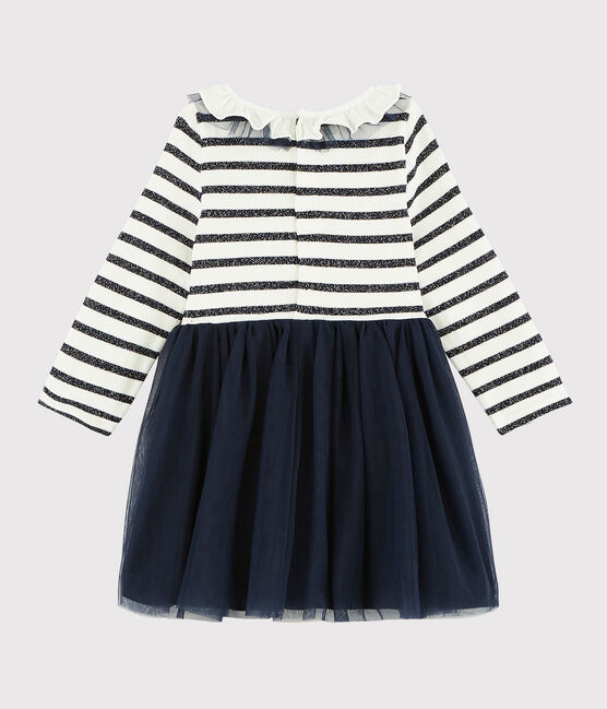 Vestido de manga larga para bebé niña blanco MARSHMALLOW/ SMOKING ARGENT BRILLANT